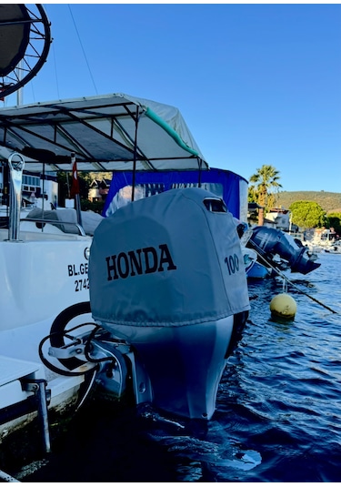 Tekne Motor Kılıfı Dıştan Takma Marin Deri Honda 100 Hp