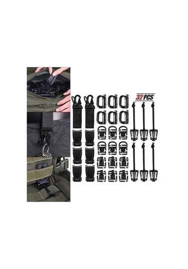 Suntek Dişli Klip Için Molle Sırt Çantası Molle Aksesuar Siyah