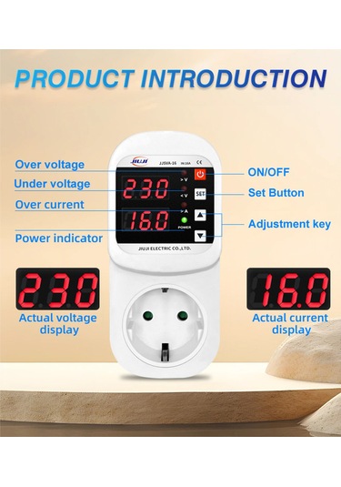 Yaleker 16a Akıllı Prizi Ev Otel Ofis İçin Avrupa Standartı - Aşırı Gerilim Akım Koruması, Otomatik Kurtarma Ve Ekran Göstergesi