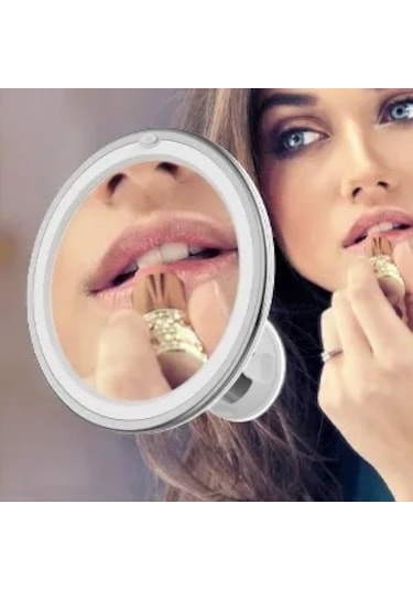 Vantuzlu, Led Işıklı Ve 10x Büyütmeli Makyaj Aynası Beyaz Diğer