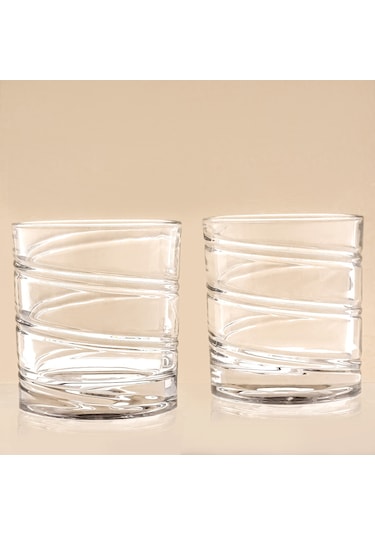 Jumbo Glory Infinite Spin 2'li Çizgili Viski Bardağı 250 Ml Şeffaf