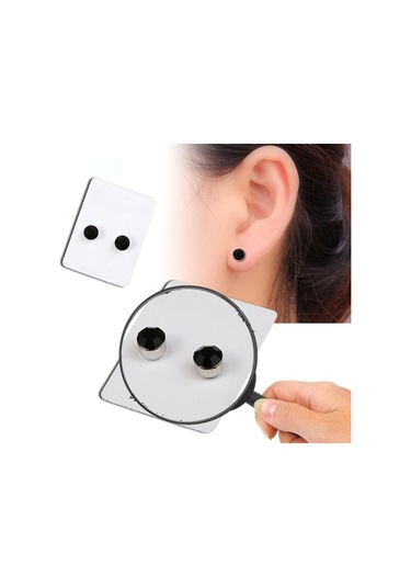 Vkemall Sağlıklı Manyetik Taş Küpe - Şık Ve Fonksiyonel Vücut Bakım Aksesuarı 6mm Siyah