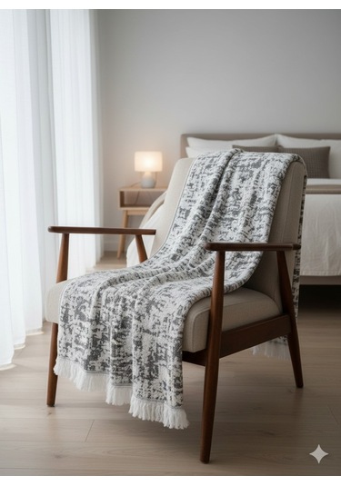 Cyl Çift Kişilik Şönil Battaniye Antrasit Diğer