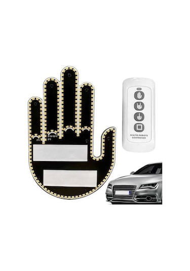El Orta Parmak Led Kumandalı Araç İçi Reflektör Arka Cam El Simgesi Çok Renkli