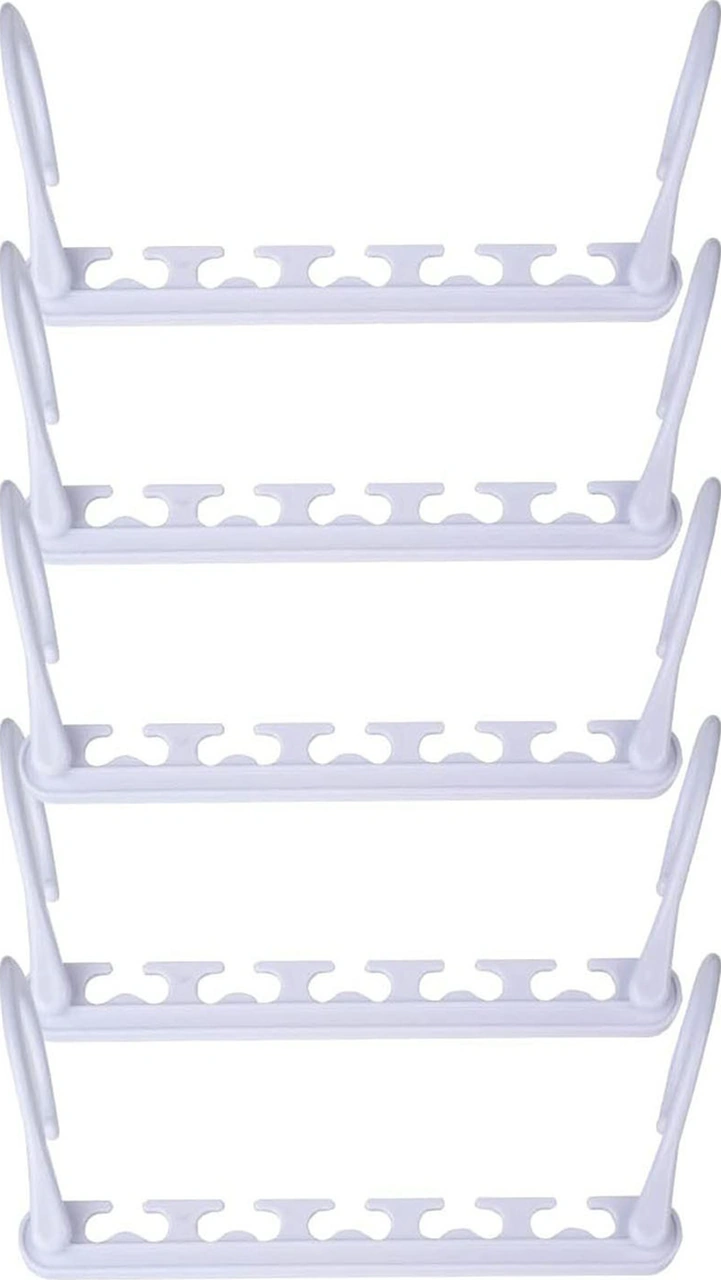 Dofolink Siyah Abs Rehberli Çok Amaçlı Çadır Gardıropu: 5 Li Paket, 360 Döner, 5 Delikli, Uzunluk 41cm, Anti-kayma, Ahşap Ve Giysi Askısı Beyaz