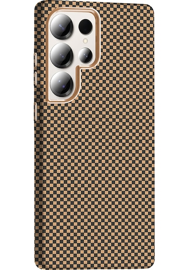 Goocamp Galaxy Uyumlu S25 Ultra Kılıf M-safe Şarj Özellikli Karbon Fiber Görünümlü Gros Kap Desert Titanyum