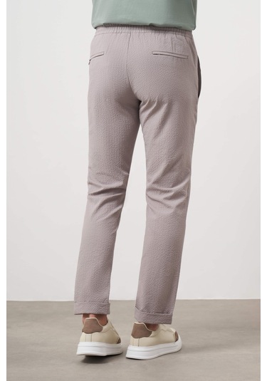 Morven Erkek Taş Polyester İpli Jogger Slim Fit Pantolon Taş