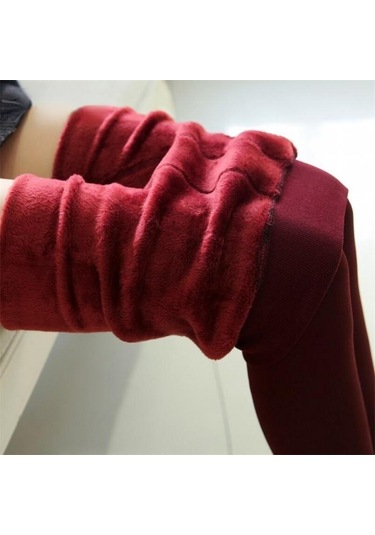 2021 Kış Sıcak Tayt Kadınlar Yüksek Bel Kız Rahat Leggins Kadınlar İçin Kalınlaşmak Rahat Esneklik Tayt Şarap Kırmızısı Bordo