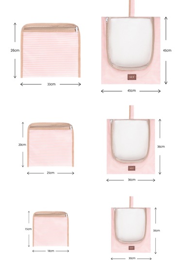 6'lı Bej Valiz Düzenleyici I Bavul Içi Organizer Set I Seyahat Hurcu X Açık Pembe