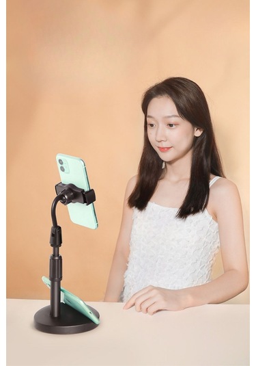 Zmc Bilişim Masa Üstü Tablet Ve Telefon Tutucu Plastik Aparat Siyah Telefon Standı