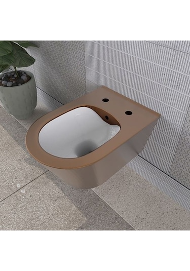 Lucco Asma Klozet İçi Beyaz Dışı Komple Bronz