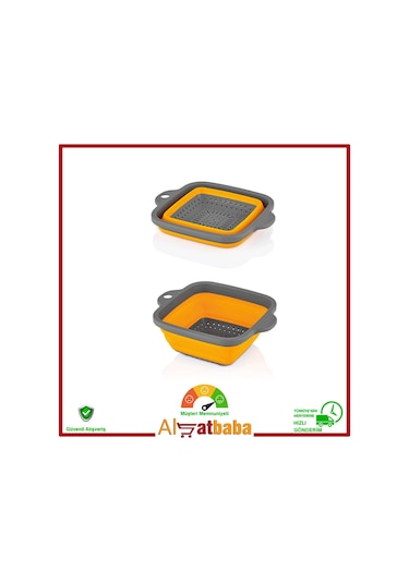 Akordiyon Süzgeç Katlanabilir Süzgeç - Kare / Pembe Pembe