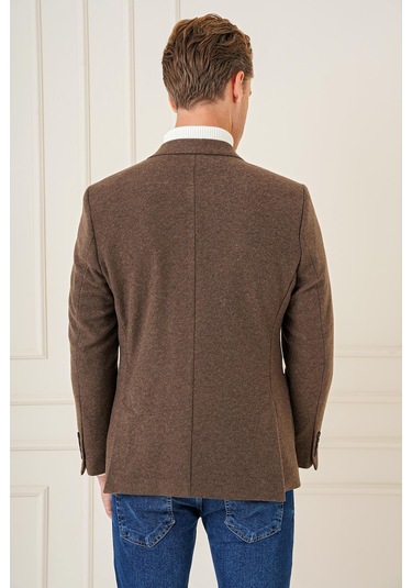 C 689 Slim Fit Kahve Spor Ceket Kahverengi