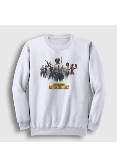 Presmono Unisex Team Pubg Sweatshirt Beyaz