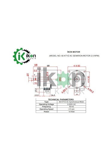 14W 2 5Rpm 60Ktyz Ac Senkron Motor