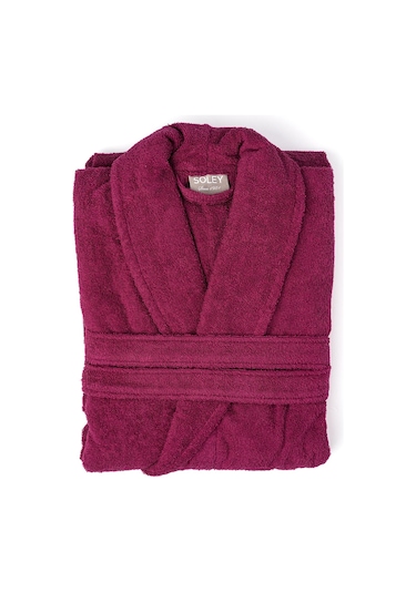 Soley Minerva Extra Yumuşak %100 Pamuk Kadın / Erkek Unisex Bornoz Bordo