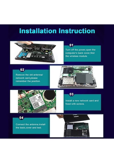 Geeksen 9560ngw İç Ortağın Çift Bantlı Kablosuz Ağ Kartı + 2 Anten İle Çift Adaptör Kablosu