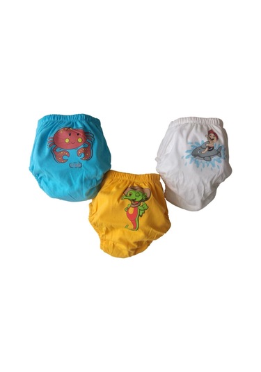 Erkek Bebek Turkuaz Pamuk 3'lü Alıştırma Külodu