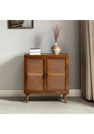 Dark Walnut Hazeran Detaylı Masif Büfe Ceviz