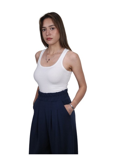 Kadın Modal Kumaş Havuç Kesim Lacivert Pantolon Lacivert