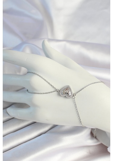 316l Çelik Zincirli Gümüş Renk Kalp Figürlü Zirkon Taşlı Şahmeran - Tj-sn671 Çok Renkli