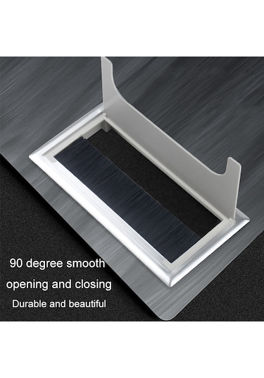Sones Abs Masa Dikdörtgen Kablo Deliği Kapağı Çıkış Portu Fırçalı Pc Masası Kablo Düzenleyici, Boyut: 80x160mm Siyah