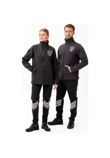 Kışlık İş Güvenliği Softshell Mont Kıyafetleri Rüzgar Geçirmez Nefes Alabilen Montu Füme