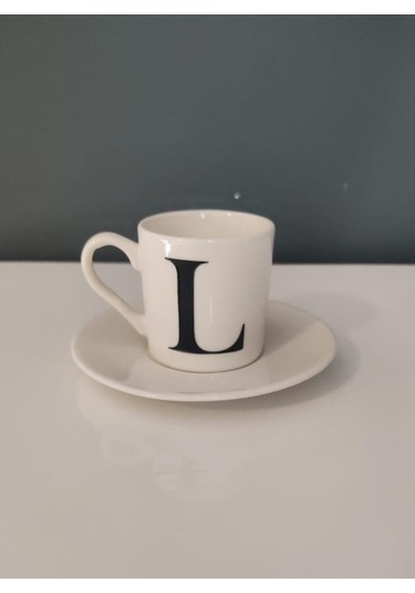 Decorıum Kum L Harfli Kahve Fincanı Beyaz