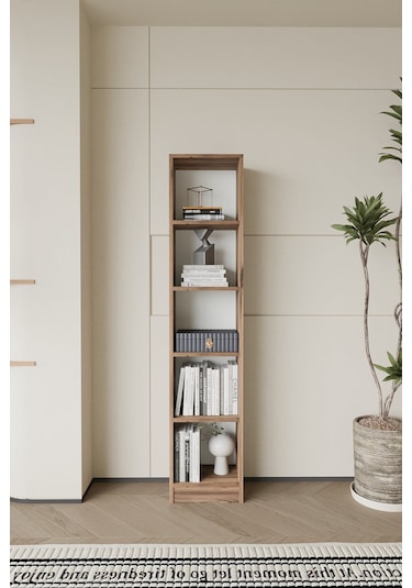 Linea Slim Kitaplık 5 Raflı Ahşap