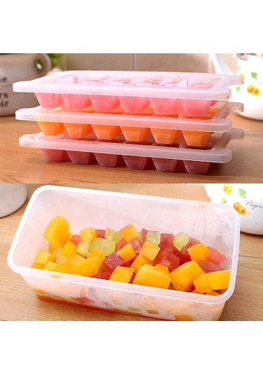 Sones Küçük Kare Buz Kalıbı Tepsileri Çok Katmanlı Kalıp Kapaklı Buz Saklama Kutusu, 4 Katman Diğer