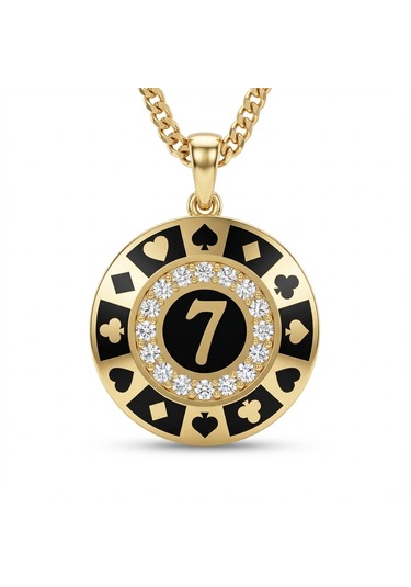 7 Figürlü Poker Chip Kolye Ucu Çok Renkli