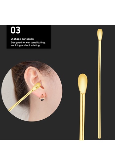 Yifomall 6 Parça Paslanmaz Çelik Kulak Temizleme Seti, Kulak Kiri Temizleyici Kaşık Ve Saklama Kesesi İçeren