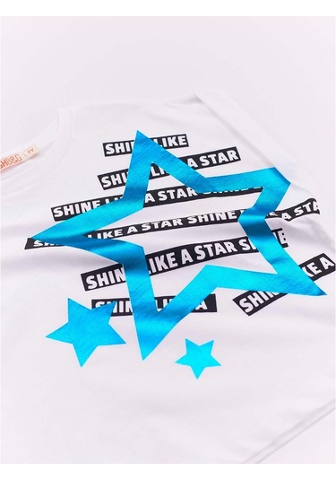 Denokids Mushi Mavi Yıldız Kız T-Shirt Şort Takım Mavi