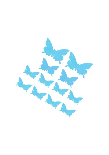 Yaleker 12 Adet 3d Simülasyon Parlak Kelebek Duvar Stickerleri - Pvc Çevre Dostu, Ev Dekorasyonu, Düğün, Balkon İçin Dayanıklı Dekoratif Etiketler Mavi