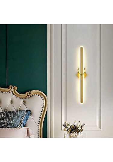 Altın İskandinav Modern Minimalist Oturma Odası Arka Plan Duvar Dekoratif Lamba Merdiven Otel Koridor Geyik Kafası Duvar Lambası 60cm Altın