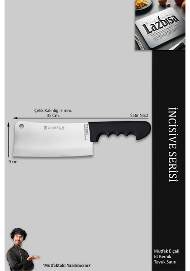 İncisive Serisi Mutfak Bıçak Et Kemik Tavuk Kıyma Satırı Mft-245