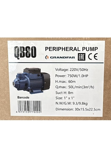 Grandfar Qb80 Periferik Pompa 220v - 1 Hp