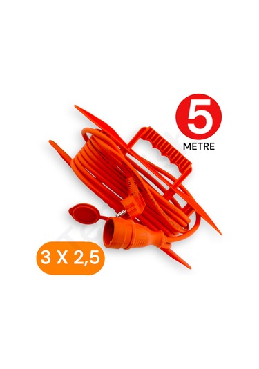 5 Metre Uzatma Kablosu 3x2,5 Mm Ttr Bakır Kablo Erkek Fiş-dişi Fiş Baskılı Diğer