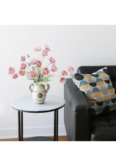 Yapay Çiçek Gelincik Çiçeği Gülkurusu Renk 3 Çiçek 1 Tomurcuk 59cm Pembe