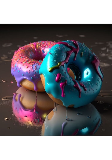 Donut Makaron Mutfak Pastahane Ve Kafelere Asmalık Hd Baskı Kanvas Tablo