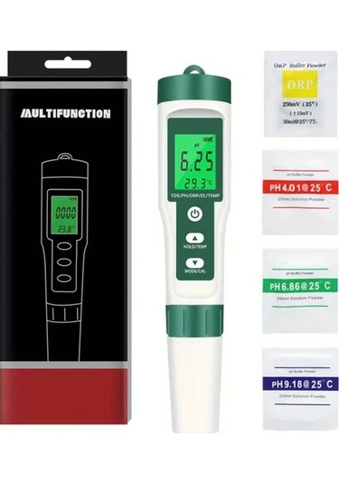 Meridiangoods Yeşil 9'u 1 Arada Su Kalitesi Test Kalemi Ph Orp Ec Tds Sıcaklık Ölçer Taşınabilir