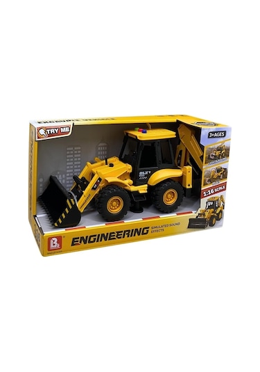 Sürtmeli Sesli Ve Işıklı Buldozer Kepçe Oyuncak İş Makinesi Sarı