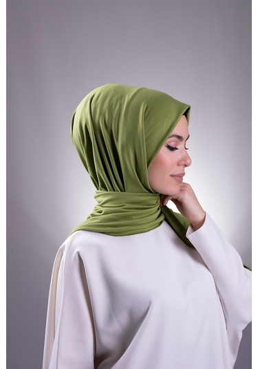 Fıstık Yeşili Düz Klasik Şal Viskon Kumaş Likralı Penye 202101_36