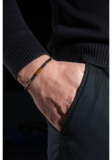 Ssilhoutte Doğaltaş Sertifikalı Erkek & Kadın Doğal Taş Kaplangözü Ve Hematit Hediye Tasarım Bileklik 4mm Kahverengi