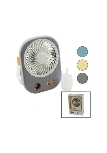 Su Spreyli Usb Mini Fan 15.5x12cm Masa Üstü Usb Şarjlı 2in1 Kulp Taşıma - Duruş 3 Kademe Hız Bjj-566