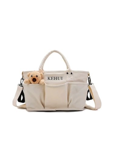 Vkemall Mama Çanta Bej Oxford Kumaş: Termal Isı Saklama, Çoklu Bölmeli, Stroller Uyumlu, Kol/omuz/çapraz Taşıma Seçenekli Bej