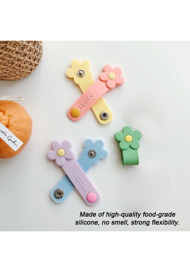 Xiyyadms Güçlü Silikon Kabloluk Düzenleyici - Mini Taşınabilir, Çok Kablolu Uyumlu, Gül Desenli Sarı, Kolay Kullanım,  İdeal