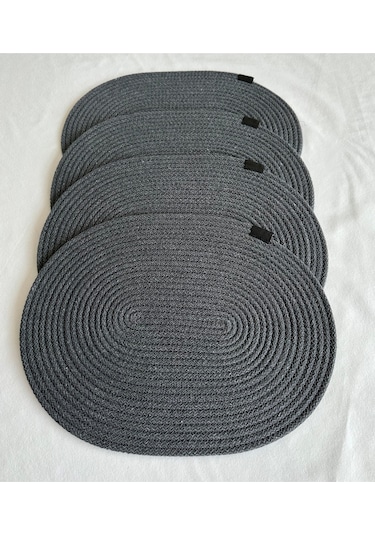 Jüt Amerikan Servis Sofra Altlığı, Masa Dekoru Supla Oval 30x40 4lü Antrasit