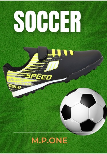 Kidessa 1753-1368 Bantlı Çocuk Halı Saha Futbol Ayakkab Siyah Yeşil Çok Renkli