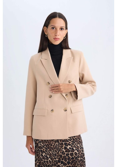 DeFacto Oversize Geniş Kalıp Ceket Yaka Düğmeli Basic Düz Blazer Ceket D4562AX24AUBG647 Bej DeFacto Oversize Geniş Kalıp Ceket Yaka Düğmeli Basic Düz Blazer Ceket D4562AX24AUBG647 Bej